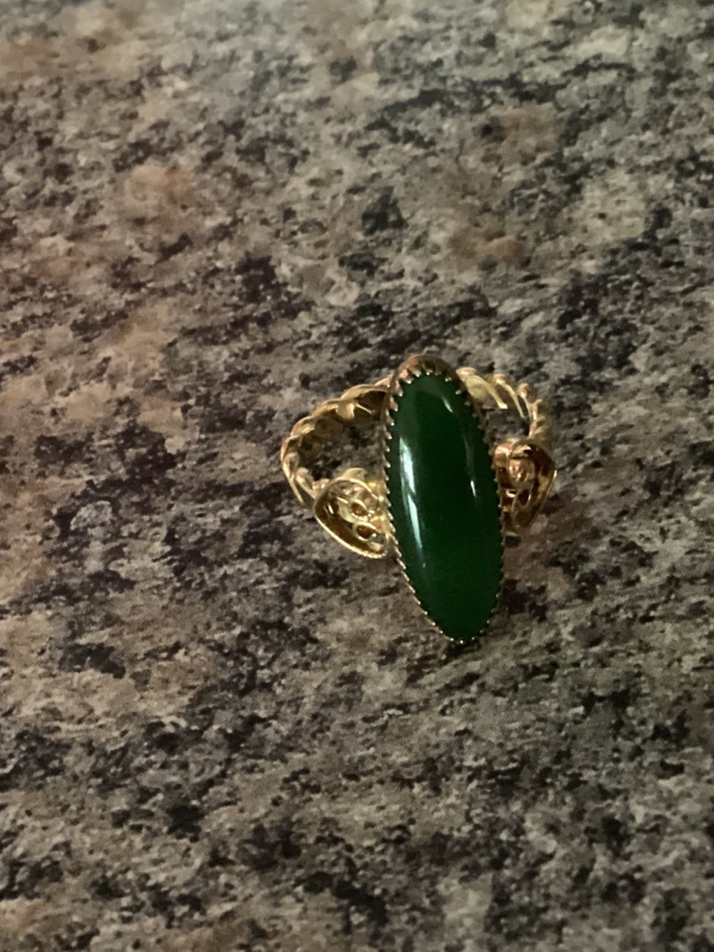Sweet jade ring..sz 5?? Sterling gold finish